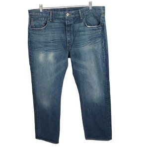 Levi's Mens Size 40 x 30 Jeans 501 Button Fly Blue Denim Straight Leg Med Fade